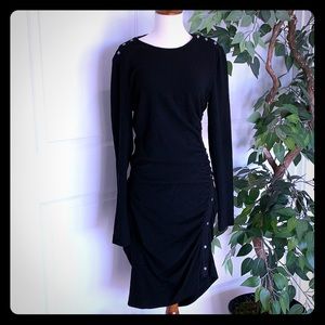 Veronica Beard Side Ruched Long Sleeve Midi Dress